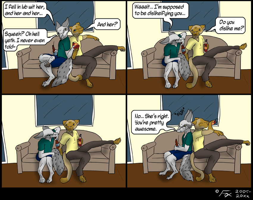 "You're chasing bourbon with hard cider?"
"Yeah, so?"
"Oh this doesn't end well for you does it?"